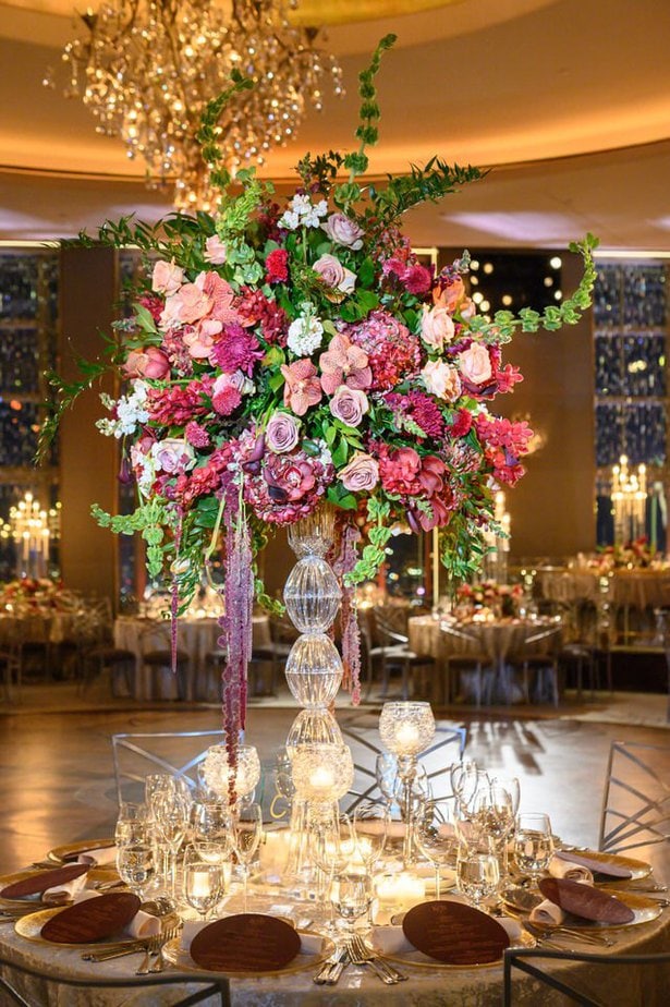 wedding flower centerpiece at a rainbow room wedding