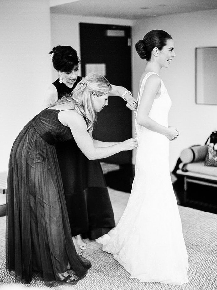 bride getting ready at greenwich hotel before wedding at tribeca rooftop
