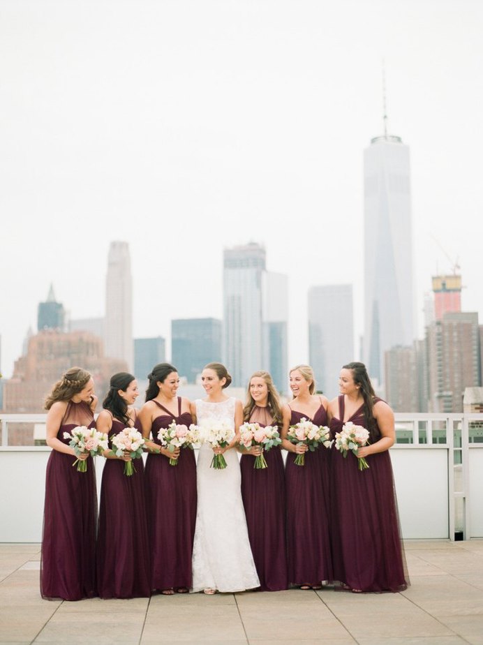 wedding party portraits inside tribeca rooftop