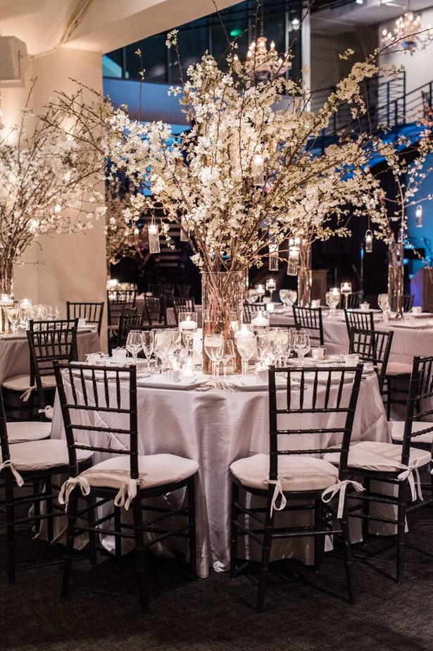 cherry blossom reception details at tribeca rooftop