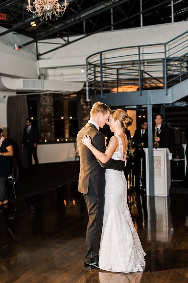 bride and groom first dance at their tribeca rooftop wedding